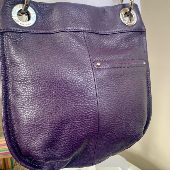 B Makowsky Pebble Leather Deep Purple Shoulder Bag - Excellent Condition - Picture 6 of 12